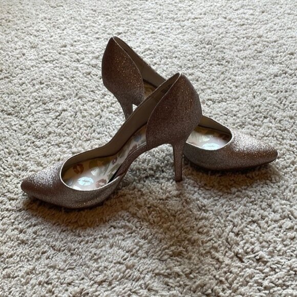 Juicy Couture size 10 silver/gold glitter heels - Picture 2 of 10